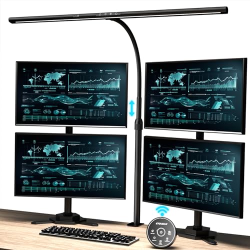 EYOCEAN Schreibtischlampe LED, 24W 80CM Tischlampe mit Gestensteuerung, Dimmbare Tageslichtlampe Augenschutz Monitor Lampe für Arbieter in Büro Leser Architekenden Schneider