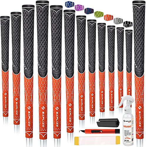 SAPLIZE 13 Golfgriffe mit komplettem Regripping-Kit, Standardgröße, Multi-Compound Hybrid Golfschlägergriffe, rote Farbe